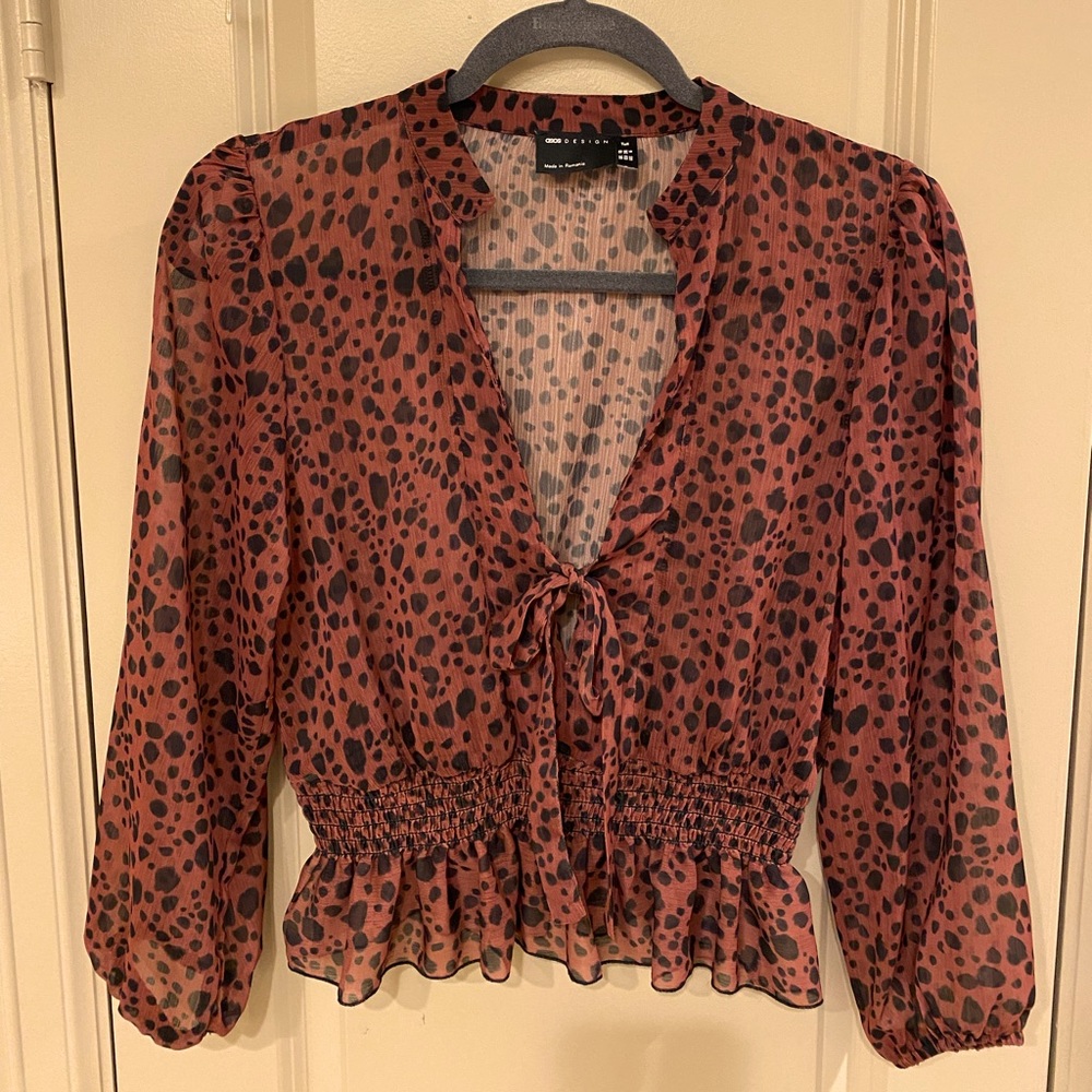 ASOS blouse. Size 6 (US), tall. Brown/black
